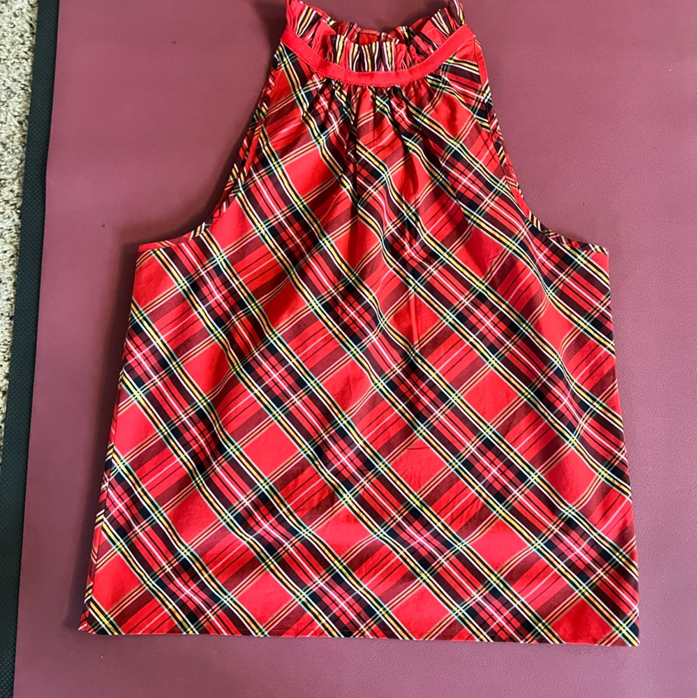J. Crew Red and Black Plaid Top